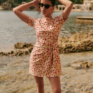 Sezane Pippa Short Dress in Coral Flowers XS